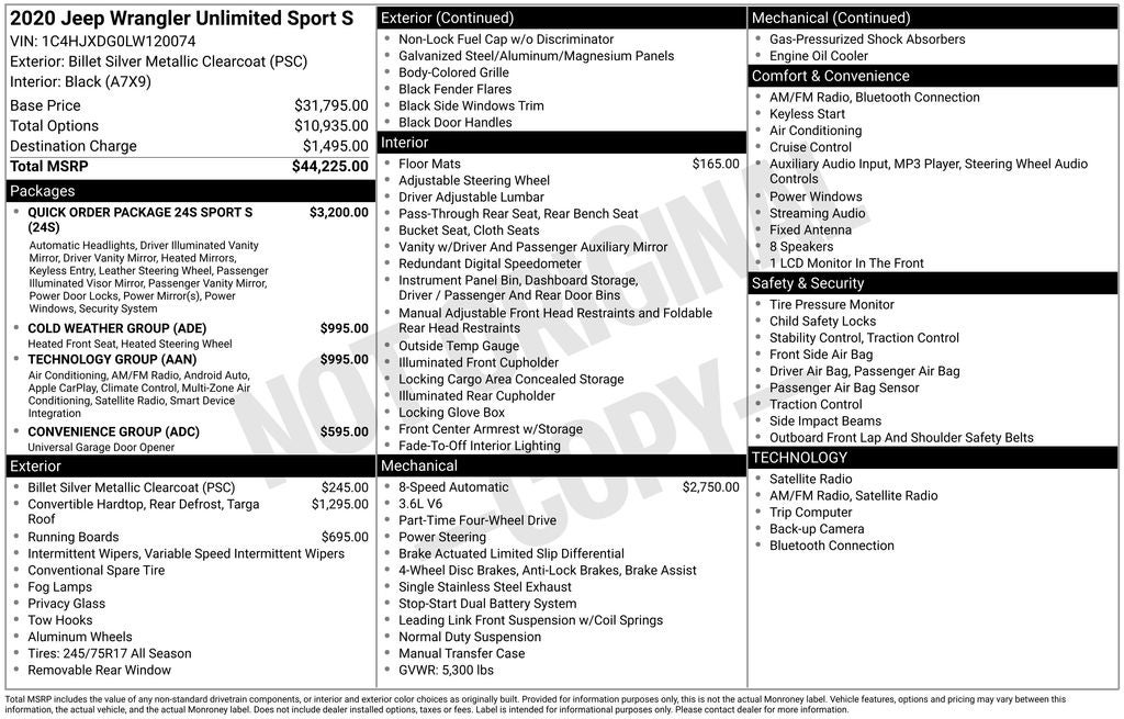 2020 Jeep Wrangler Unlimited Sport S