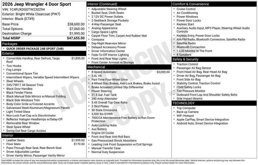 2026 Jeep Wrangler Sport