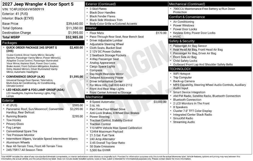 2027 Jeep Wrangler Sport S