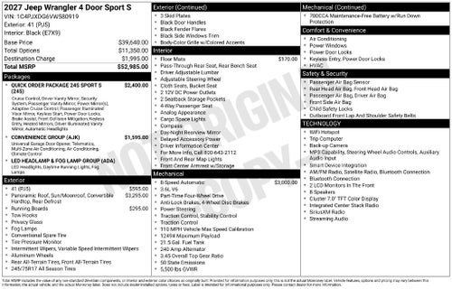 2027 Jeep Wrangler Sport S