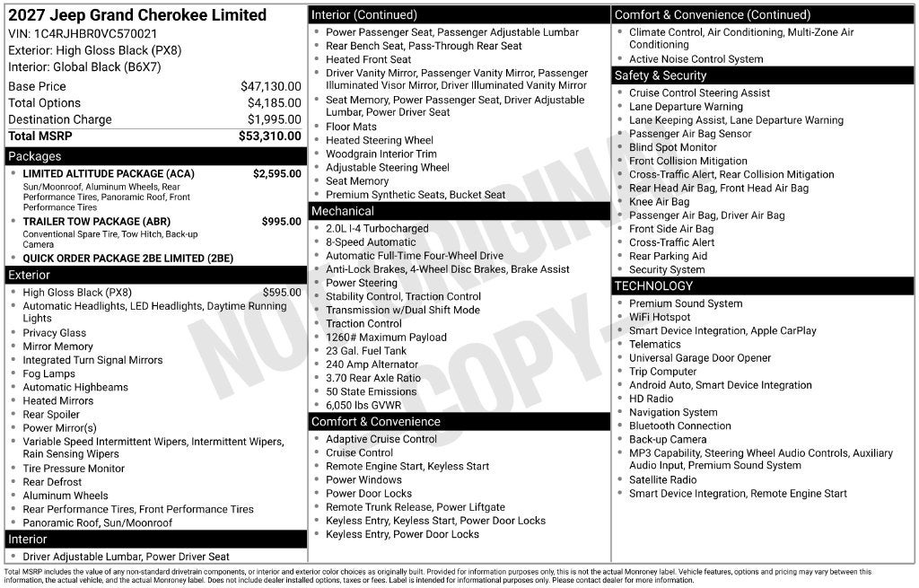 2027 Jeep Grand Cherokee Limited