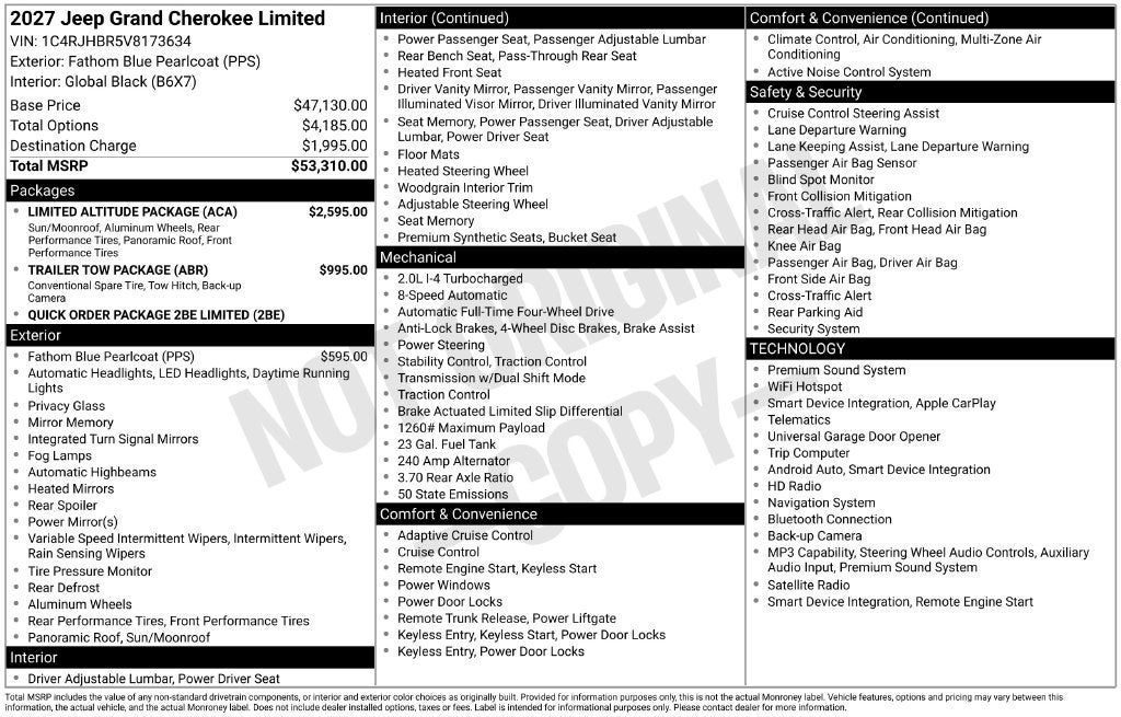 2027 Jeep Grand Cherokee Limited