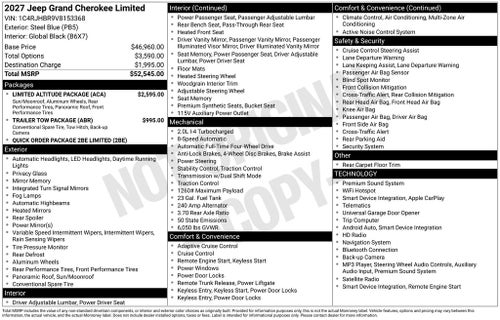 2027 Jeep Grand Cherokee Limited