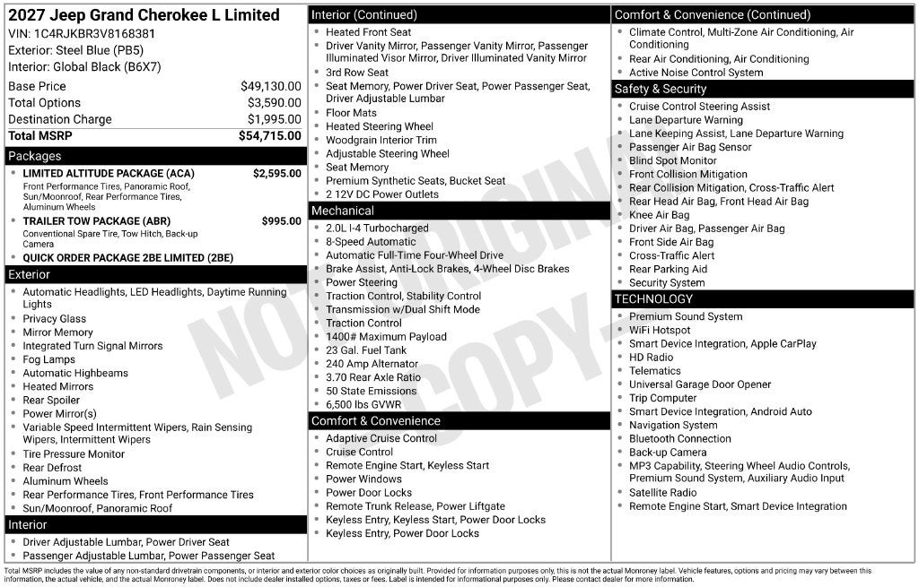 2027 Jeep Grand Cherokee L Limited