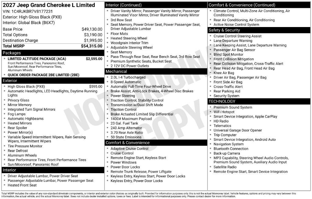 2027 Jeep Grand Cherokee L Limited