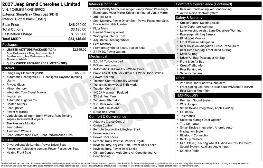 2027 Jeep Grand Cherokee L Limited