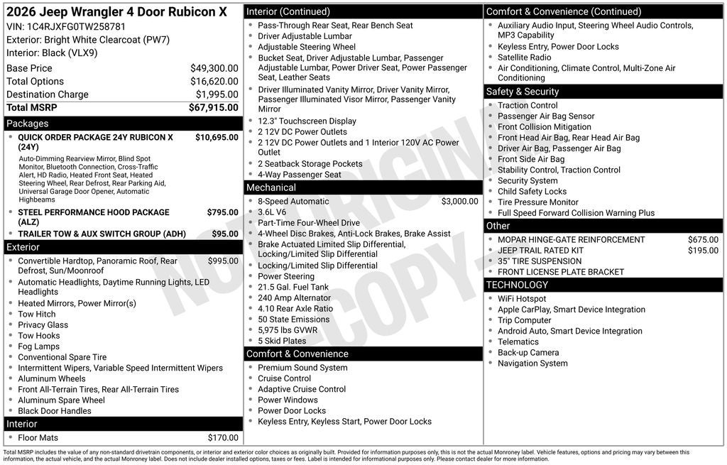 2026 Jeep Wrangler Rubicon X