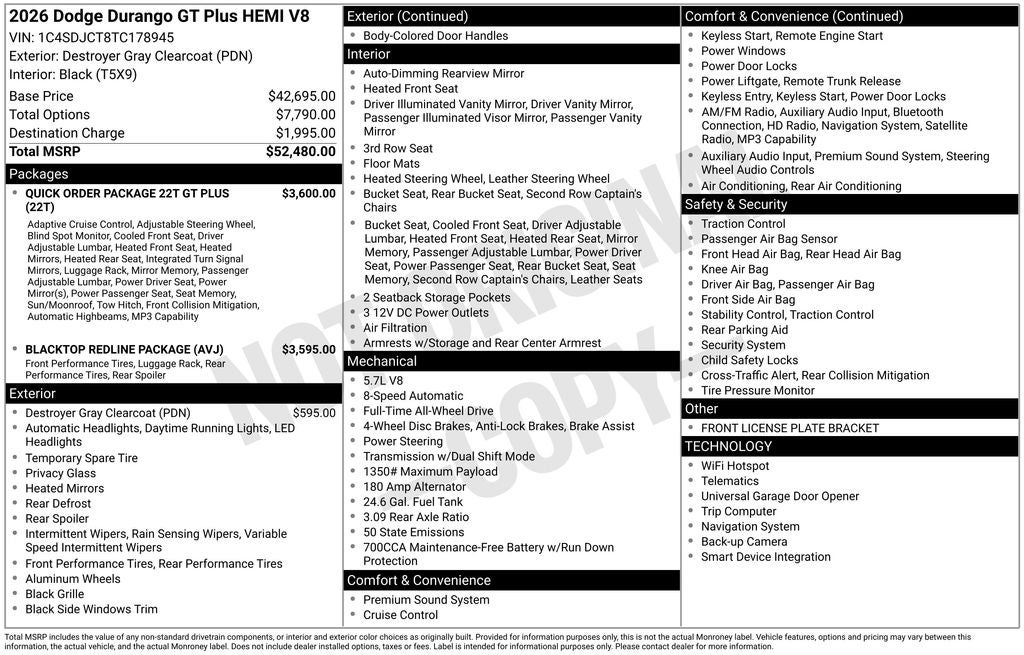 2026 Dodge Durango GT Plus HEMI V8
