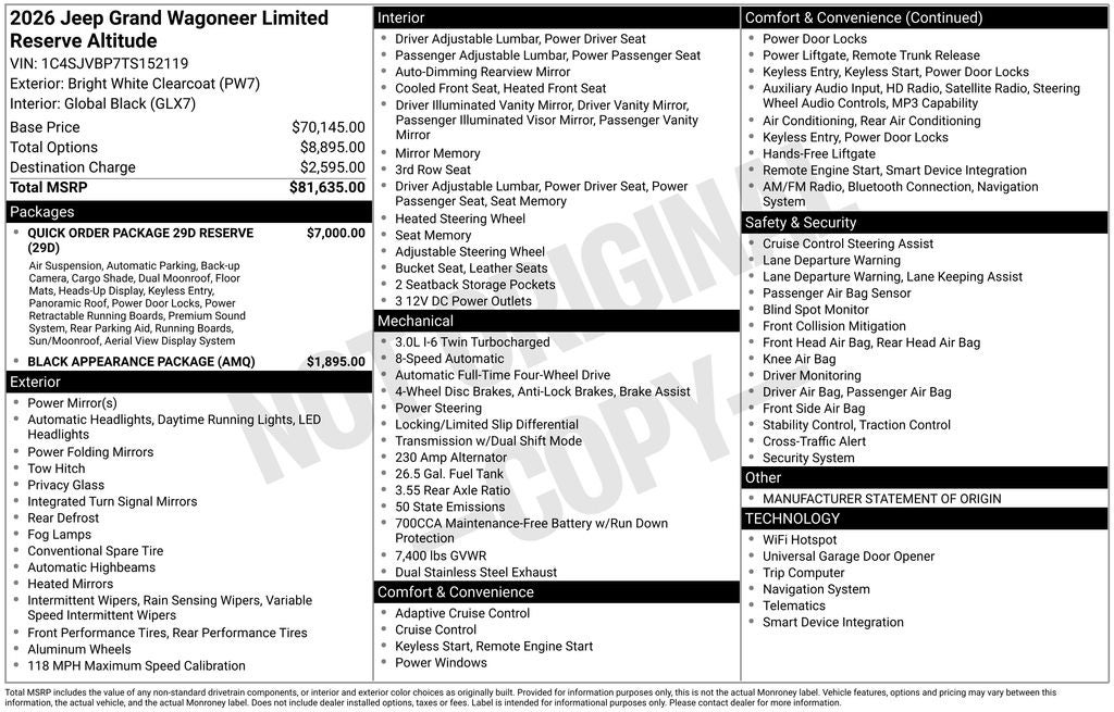 2026 Jeep Grand Wagoneer Limited Reserve