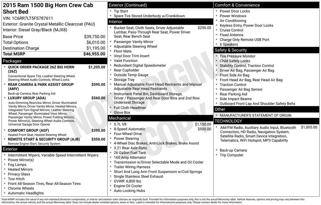 2015 RAM 1500 Big Horn