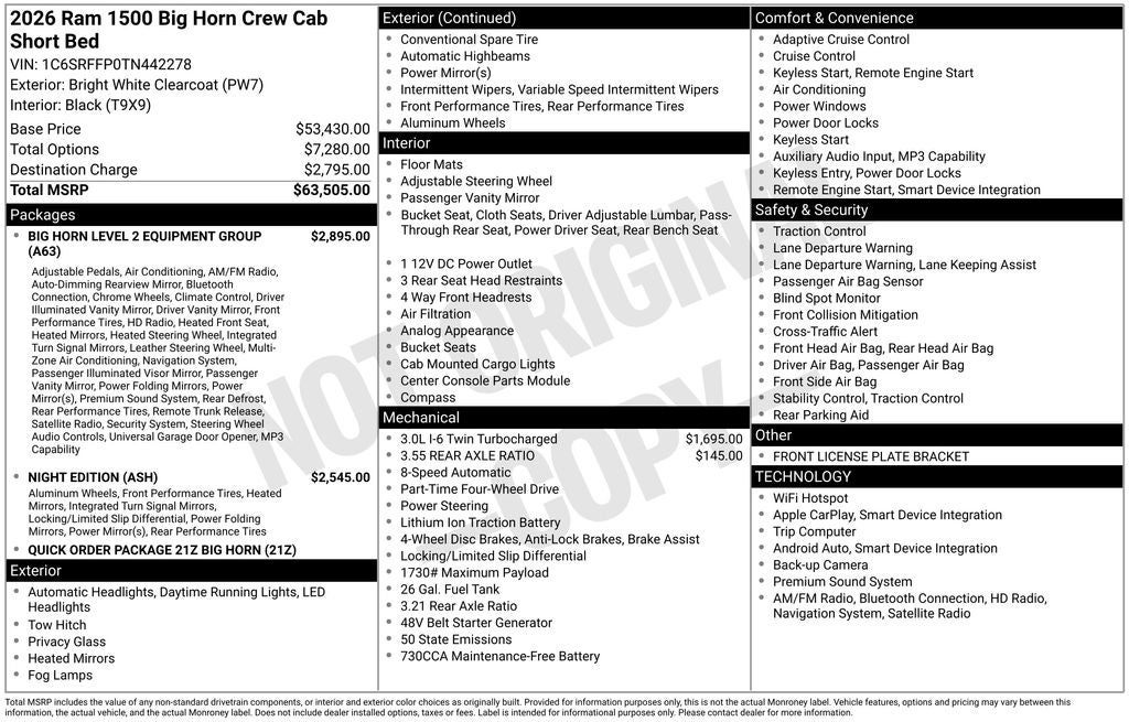 2026 RAM 1500 Big Horn/Lone Star