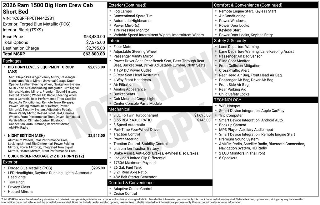 2026 RAM 1500 Big Horn/Lone Star