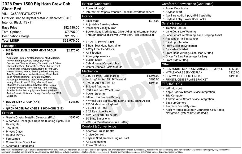 2026 RAM 1500 Big Horn/Lone Star