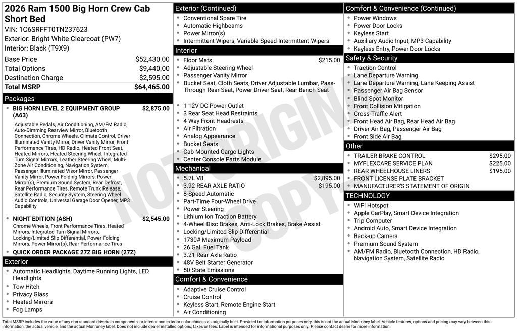 2026 RAM 1500 Big Horn/Lone Star