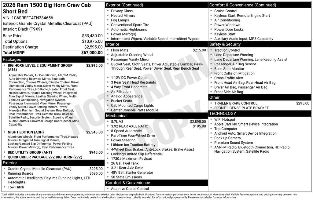 2026 RAM 1500 Big Horn/Lone Star