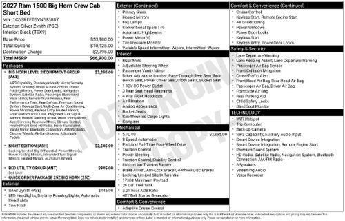 2027 RAM 1500 Big Horn/Lone Star