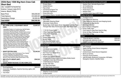2026 RAM 1500 Big Horn/Lone Star