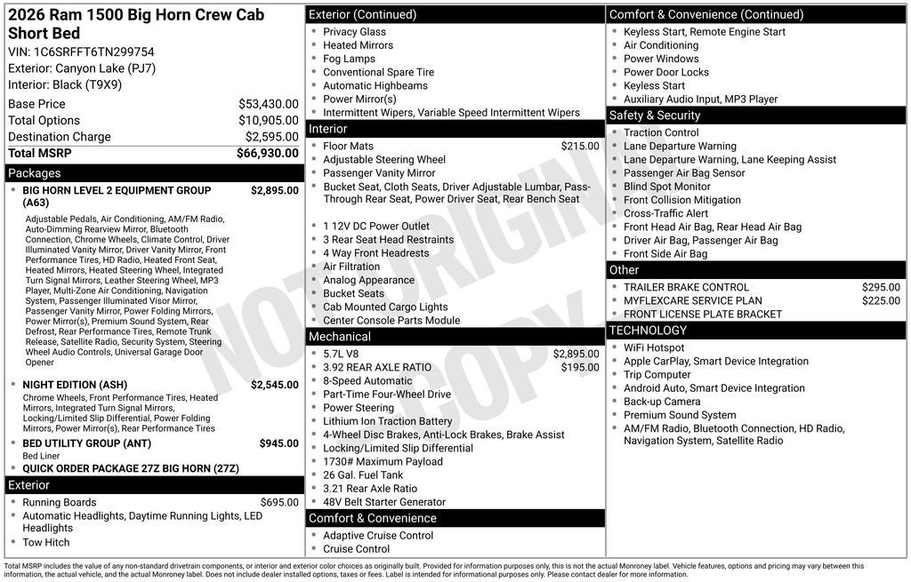 2026 RAM 1500 Big Horn/Lone Star