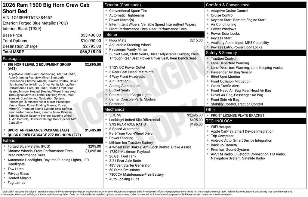 2026 RAM 1500 Big Horn/Lone Star