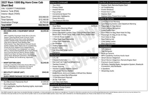 2027 RAM 1500 Big Horn/Lone Star