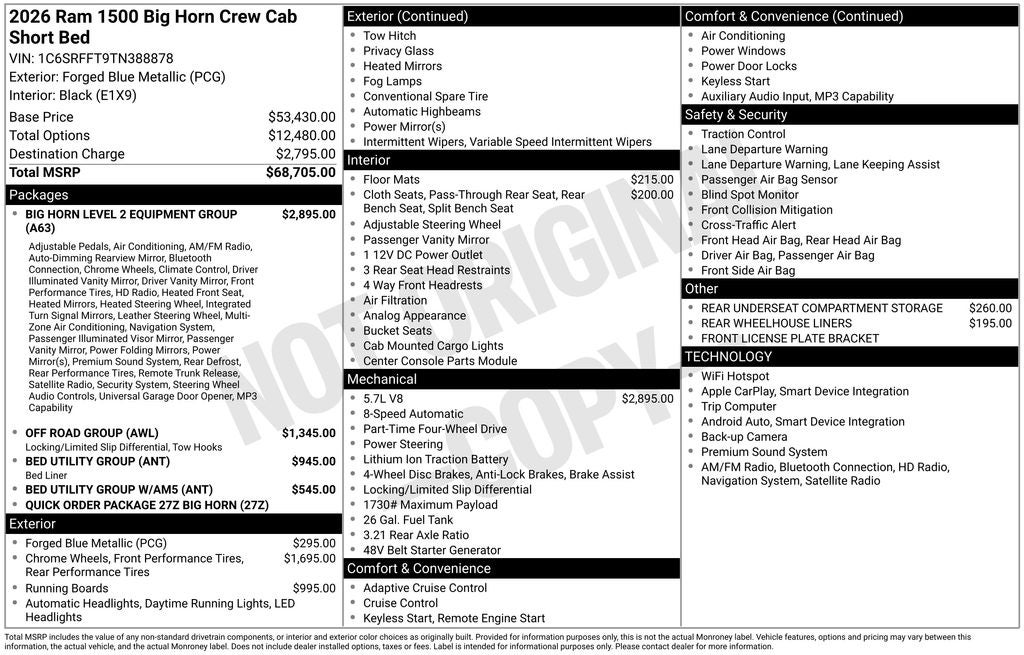 2026 RAM 1500 Big Horn/Lone Star