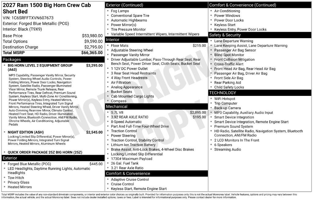 2027 RAM 1500 Big Horn/Lone Star