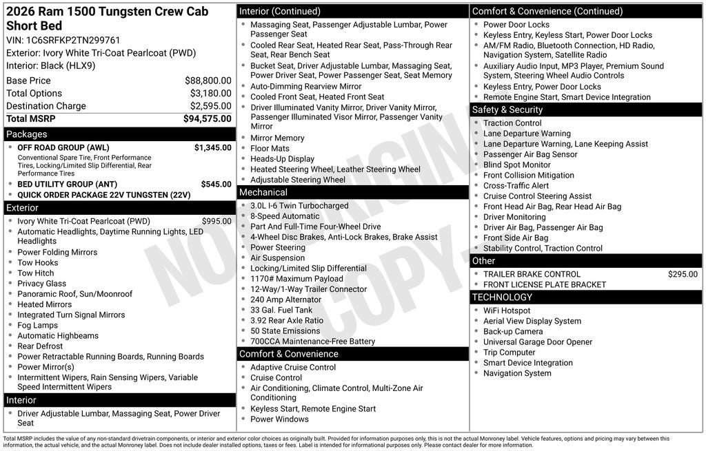 2026 RAM 1500 Tungsten