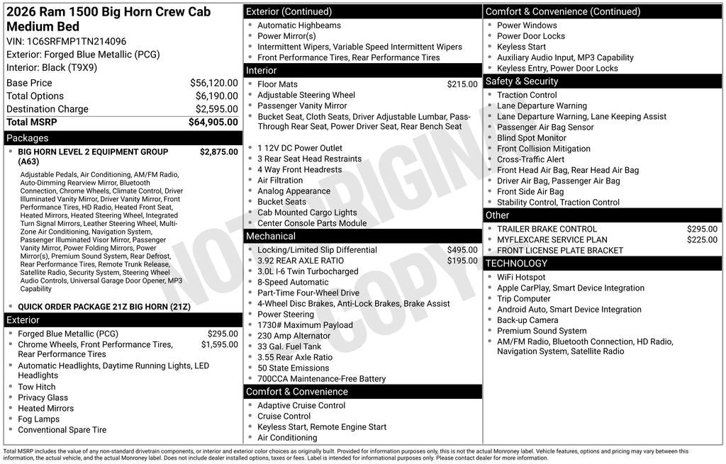 2026 RAM 1500 Big Horn/Lone Star