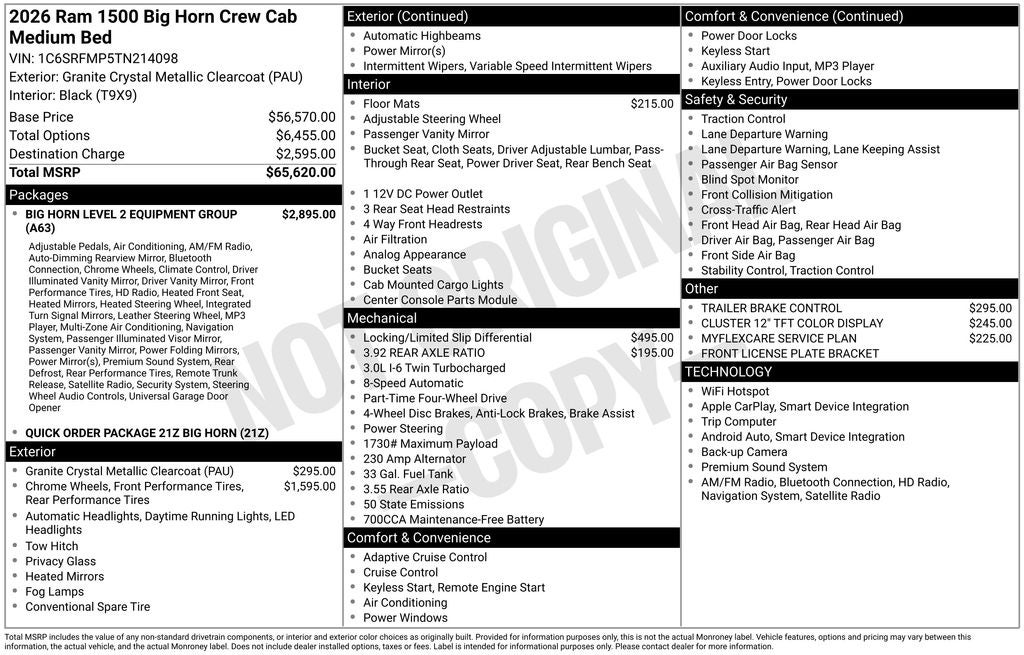 2026 RAM 1500 Big Horn/Lone Star