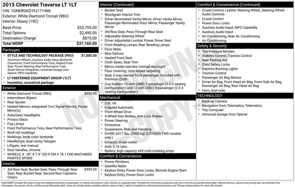 2015 Chevrolet Traverse LT 1LT