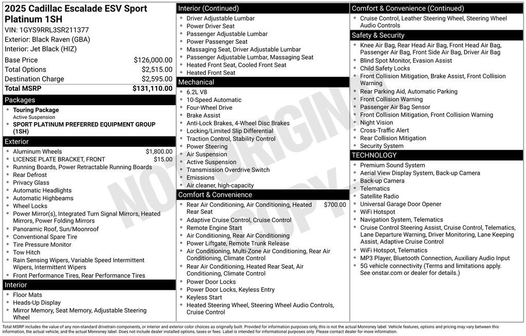 2025 Cadillac Escalade ESV Sport Platinum