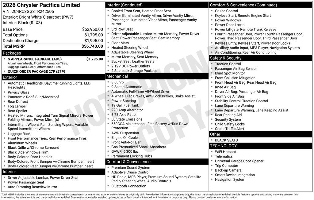 2026 Chrysler Pacifica Limited