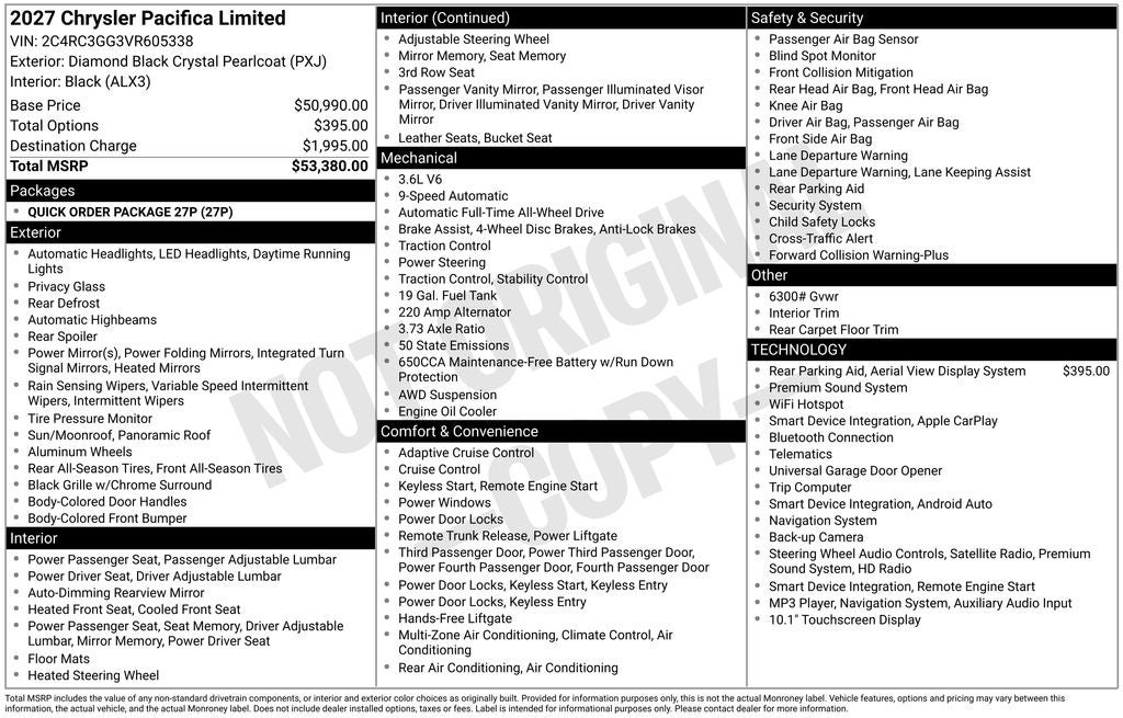 2027 Chrysler Pacifica Limited