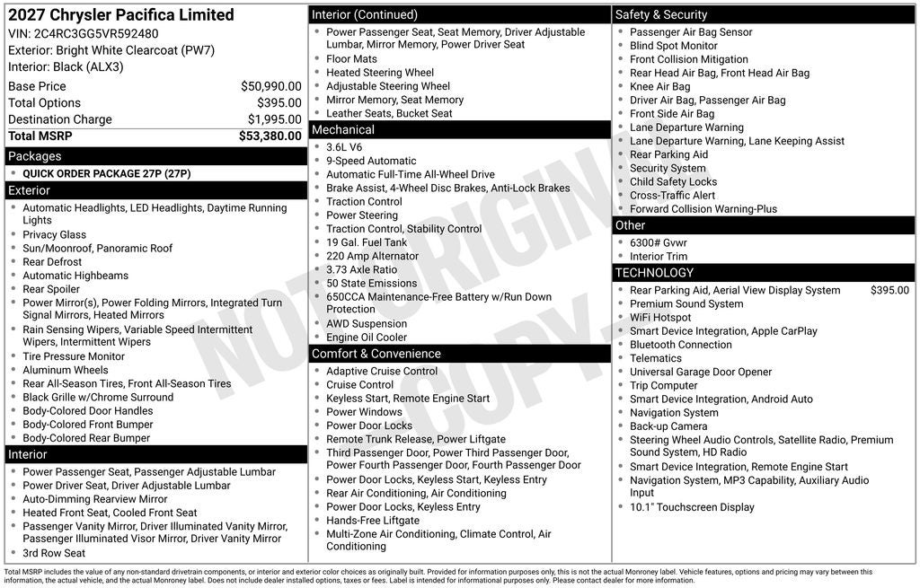 2027 Chrysler Pacifica Limited