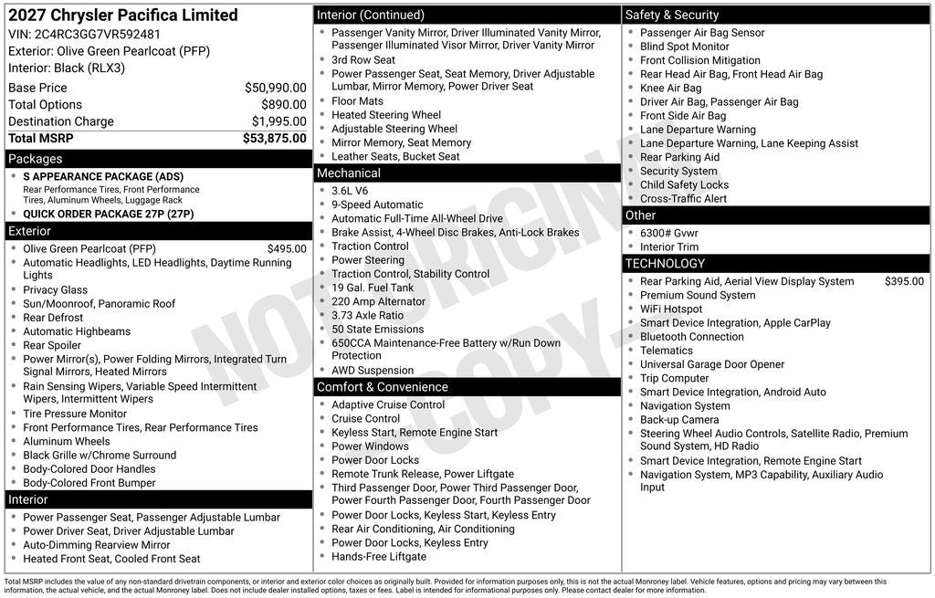 2027 Chrysler Pacifica Limited