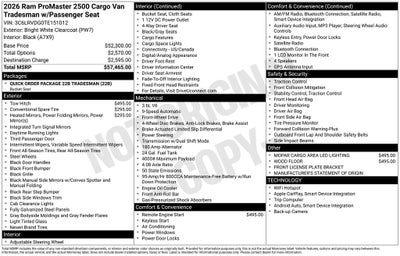 2026 RAM ProMaster 2500 High Roof