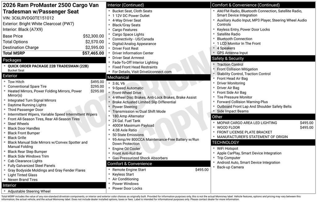 2026 RAM ProMaster 2500 High Roof