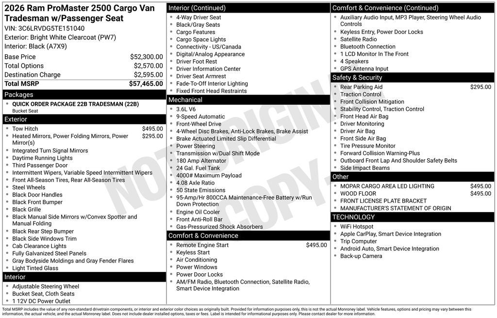 2026 RAM ProMaster 2500 High Roof