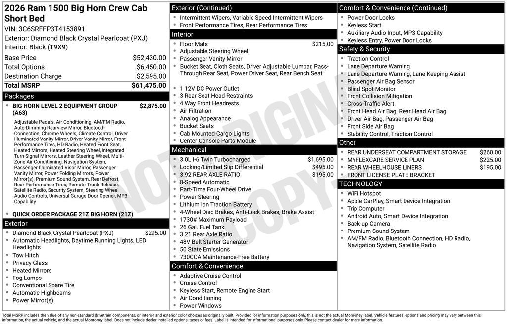 2026 RAM 1500 Big Horn/Lone Star