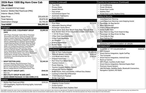 2026 RAM 1500 Big Horn/Lone Star