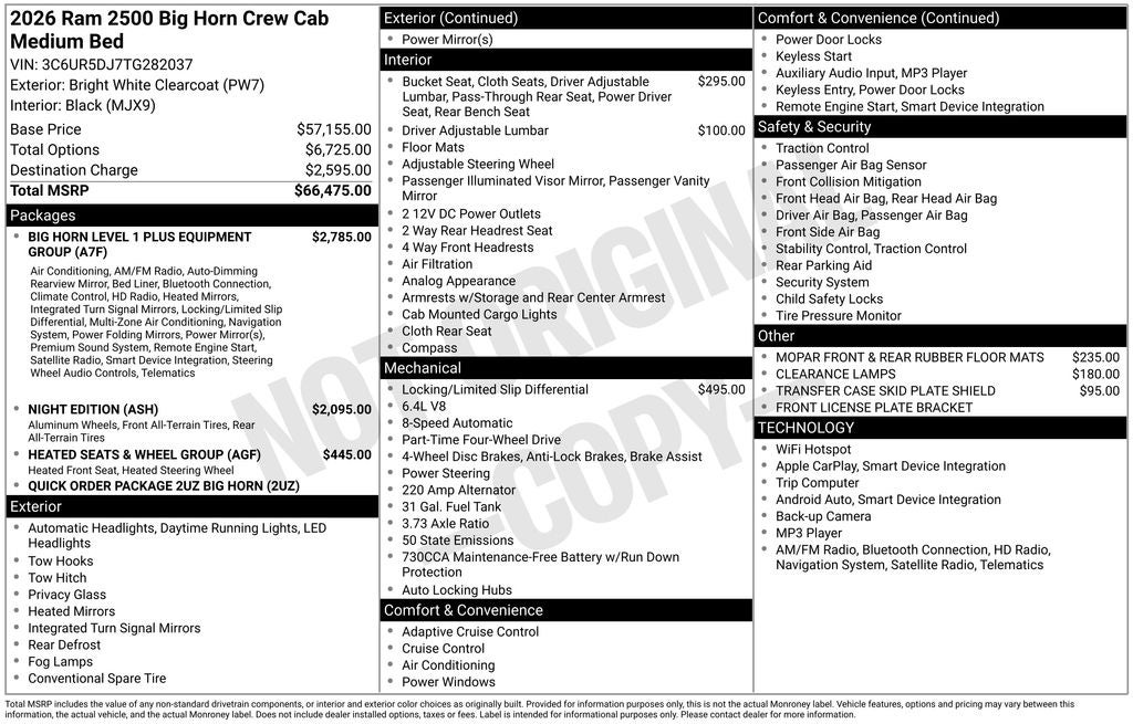 2026 RAM 2500 Big Horn