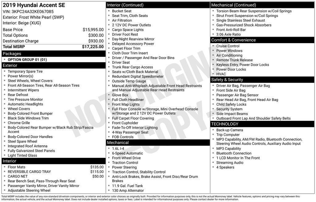 2019 Hyundai Accent SE