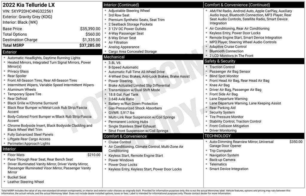 2022 Kia Telluride LX