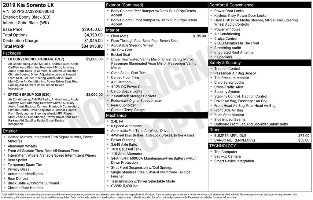 2019 Kia Sorento LX