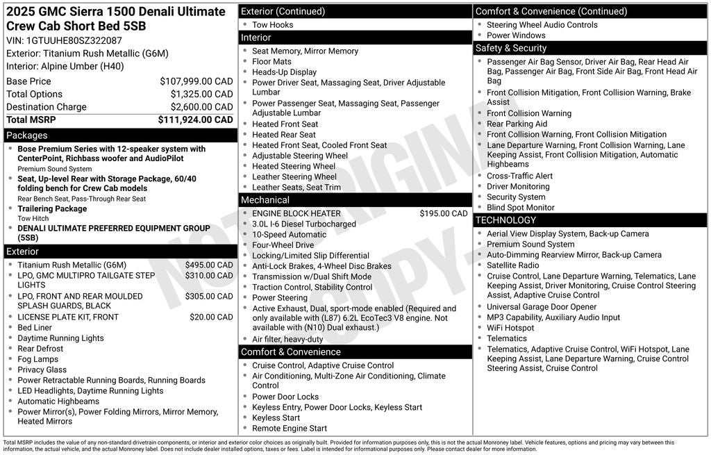 2025 GMC Sierra 1500 Crew Cab, Short Bed, Denali Ultimate, 4WD
