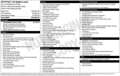 2019 FIAT 124 Spider Lusso